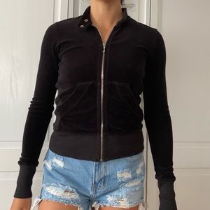Black Velour Juicy Couture Track Jacket Zip Up